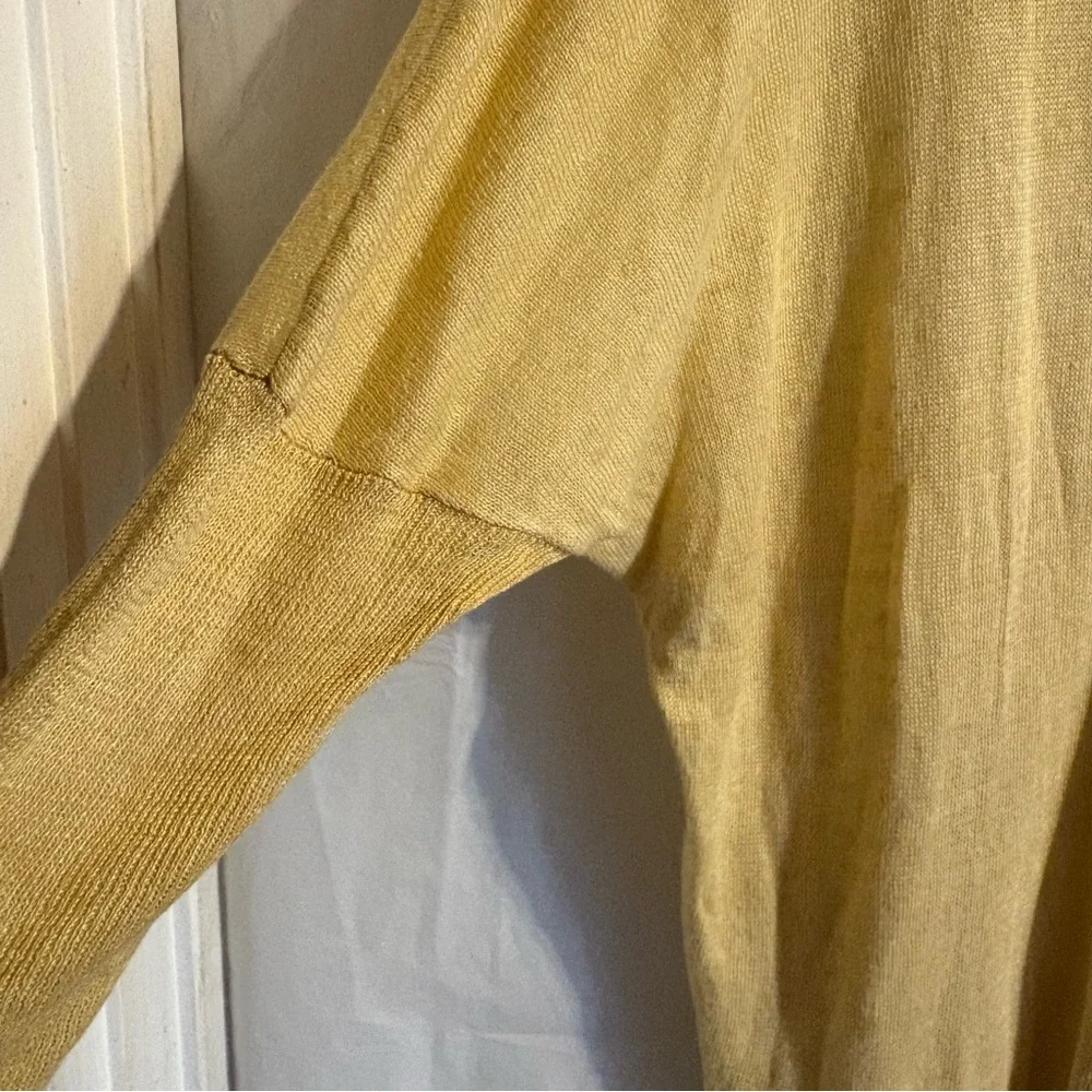 Eileen Fisher Sweater Sz Small Linen Tunic Oversized V-Neck Dolman Sleeve Yellow